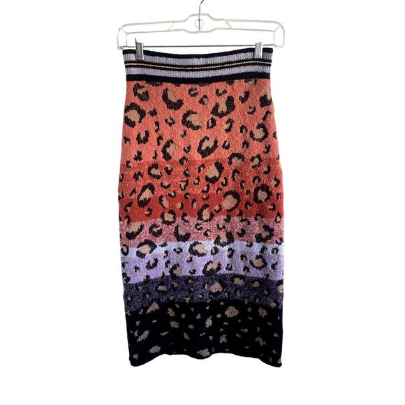Maeve Anthropologie Sz XS Sweater Pencil Skirt Leopard Stretch Bodycon Boho - Picture 2 of 10
